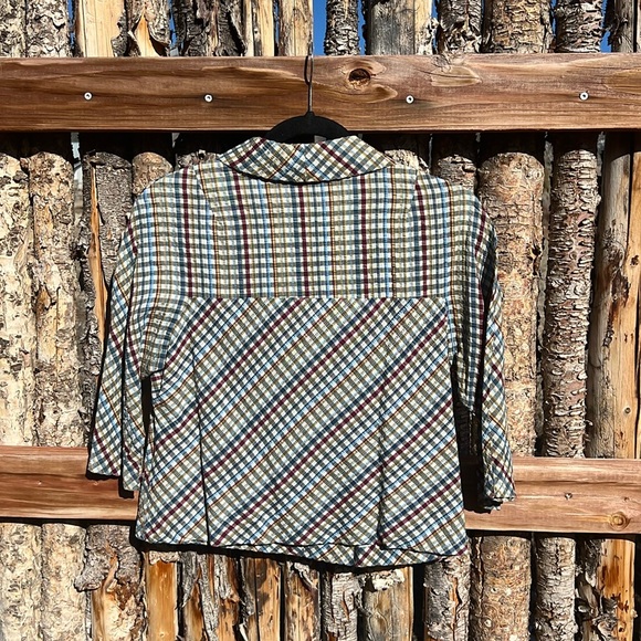 Vintage unique plaid jacket 3/4 length sleeves - Picture 8 of 8